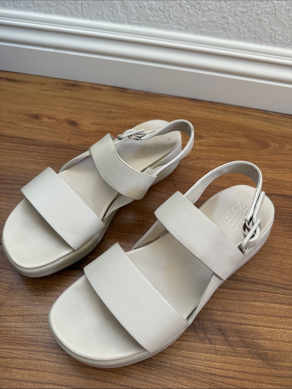 Naturalizer Cream Wide-Strap Slingback Sandals